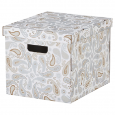 SMEKA СМЕКА Коробка с крышкой, серый/с рисунком 33x38x30 см