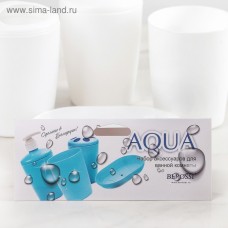 Набор аксессуаров для ванной комнаты Aqua, 4 предмета (дозатор, мыльница, 2 стакана), цвет белый