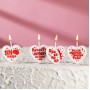 Свечи в торт на шпажках "Сердечки для красотки", 6,6х3,8 см, 25 гр, набор 4 шт