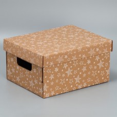 Складная коробка бурая «Звёзды», 31,2 х 25,6 х 16,1 см