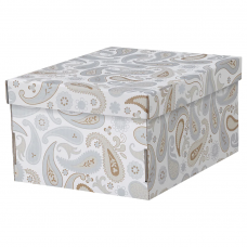 SMEKA СМЕКА Коробка с крышкой, серый/с рисунком 26x32x17 см