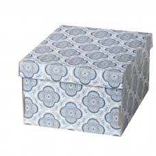 SMEKA СМЕКА Коробка с крышкой, серый/цветок 26x32x17 см 