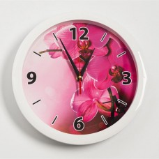 Часы настенные "Орхидеи", белый обод, 28х28 см